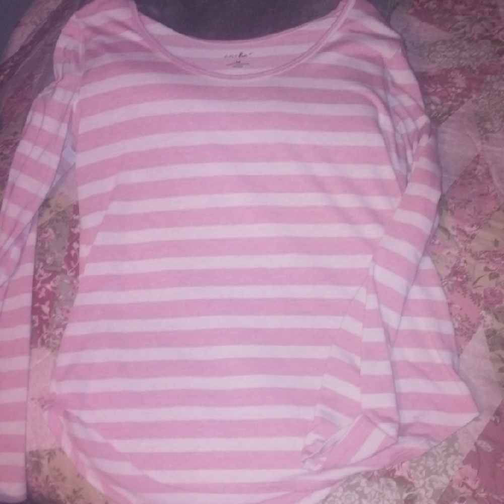 Just Be Pink and White Long Sleeve Tee